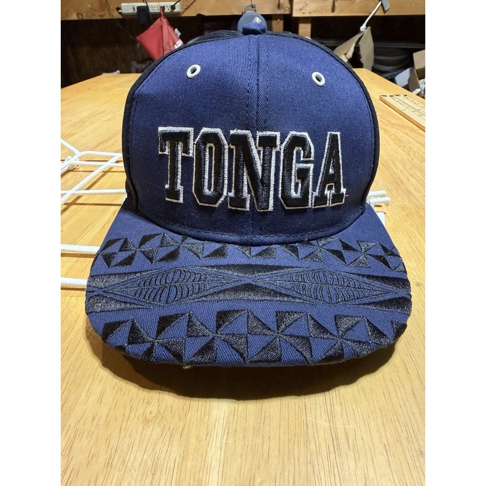 Tonga Flag Snapback Hat Blue Black Embroidered‎ Tribal Brim 100% Cotton OSFM